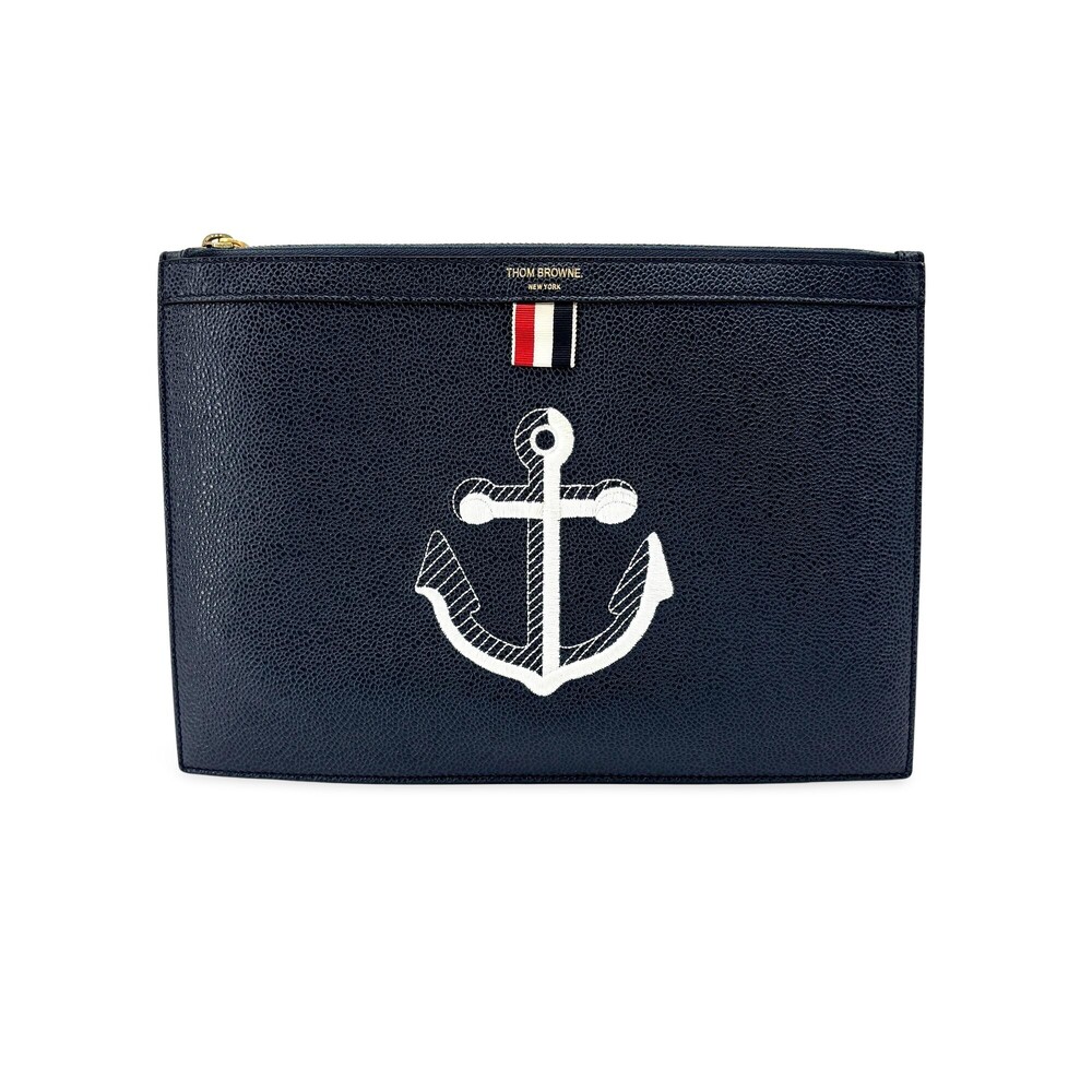 Thom Browne Zip Document Holder Leather with Applique